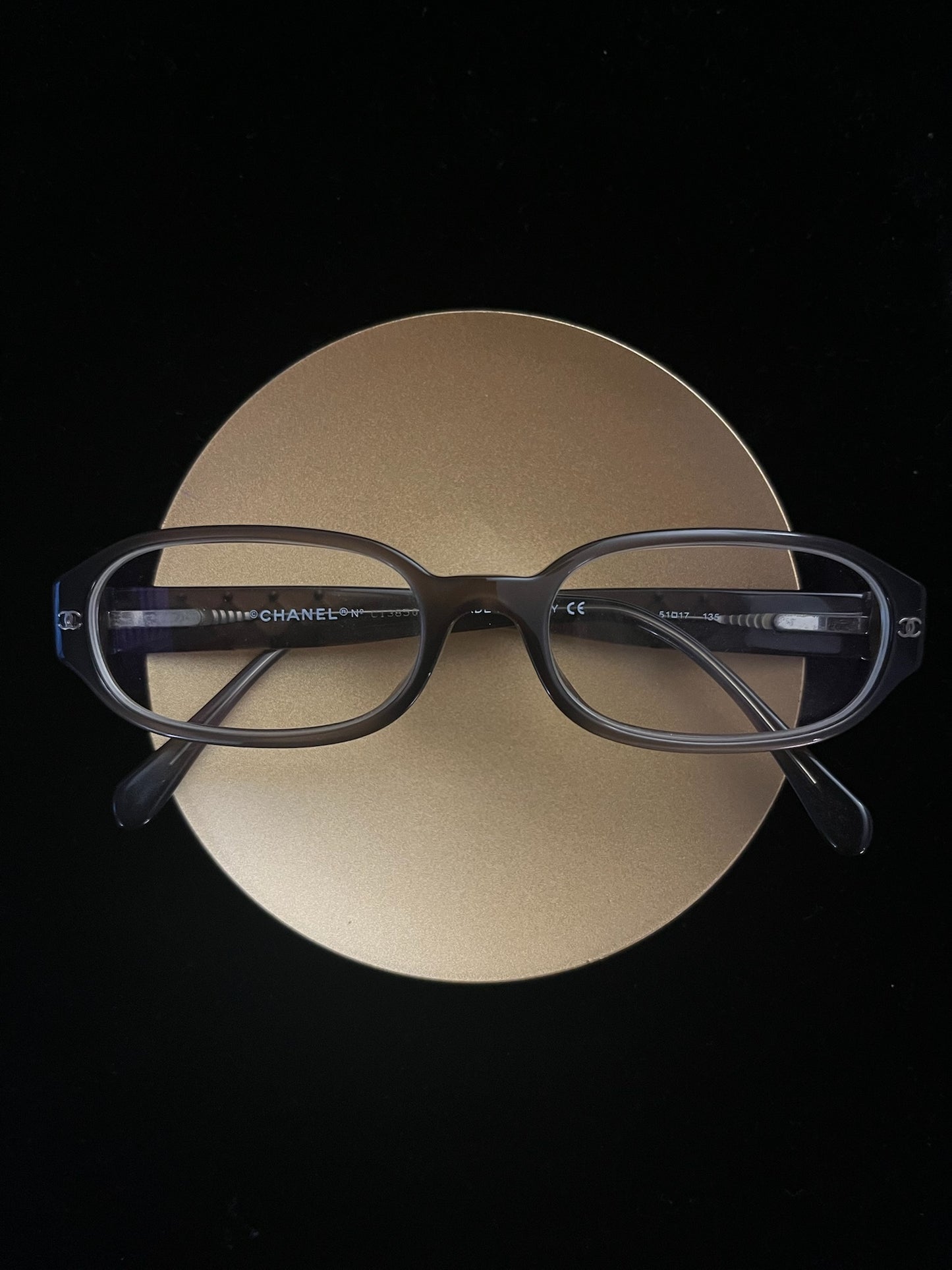 Vintage Chanel Tortoiseshell Rectangular Glasses with Crystal-Embellished Temples