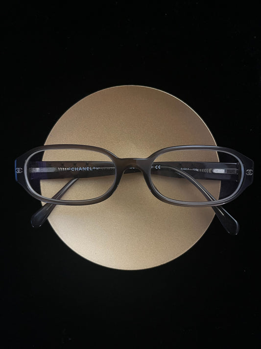 Vintage Chanel Tortoiseshell Rectangular Glasses with Crystal-Embellished Temples