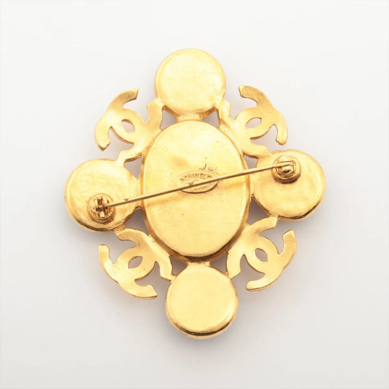 Chanel 1995 24K Gold-Plated Blue Gripoix Brooch
