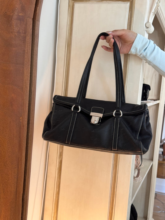 Prada Vintage Black Leather Shoulder Bag