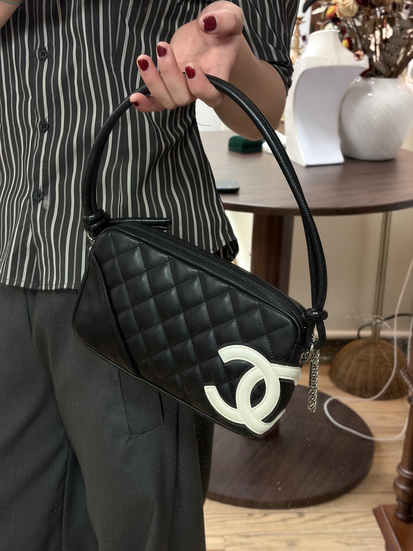ON HOLD*Chanel Vintage Black Quilted Leather Shoulder Bag with Oversized CC