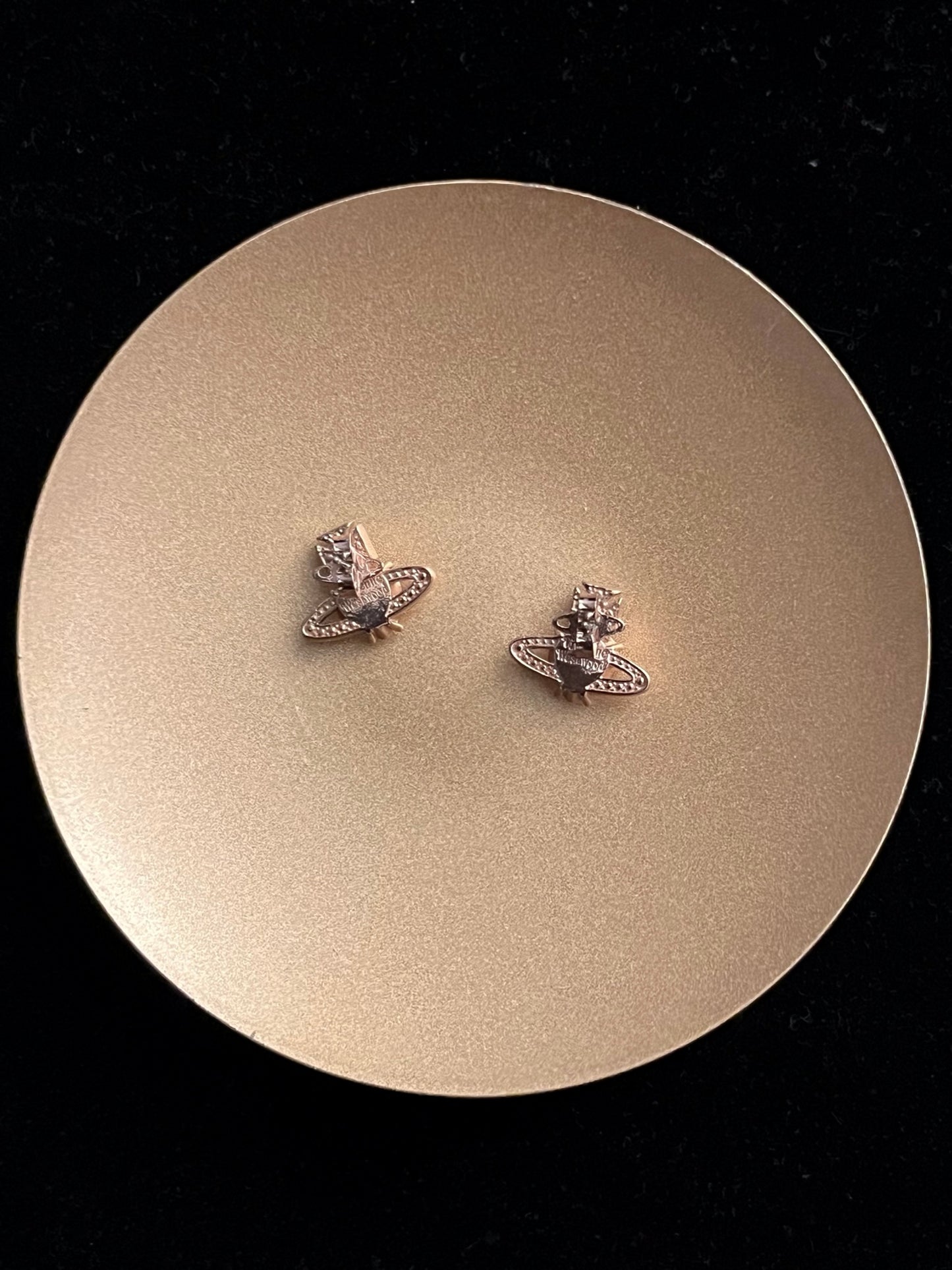 Vintage Vivienne Westwood Crystal Heart Orb Stud Earrings – Rose Gold Tone
