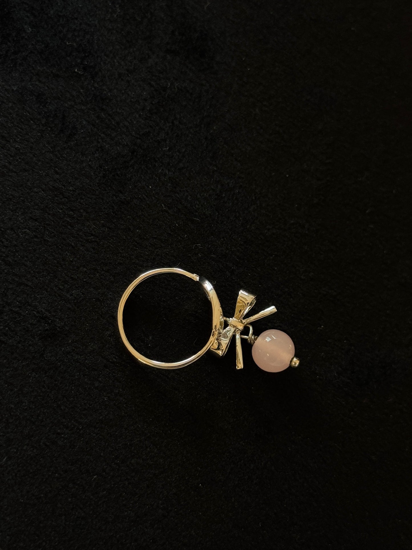 Christian Dior Bow & Rose Quartz Logo Ring