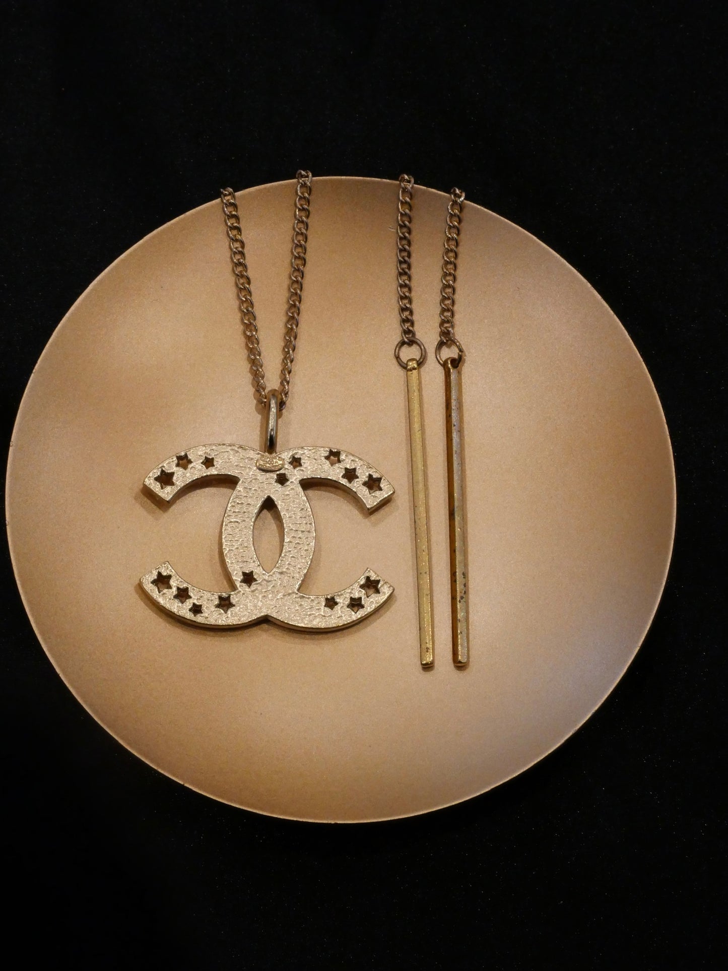 Chanel 2003 Vintage Gold CC Star Tassel Necklace