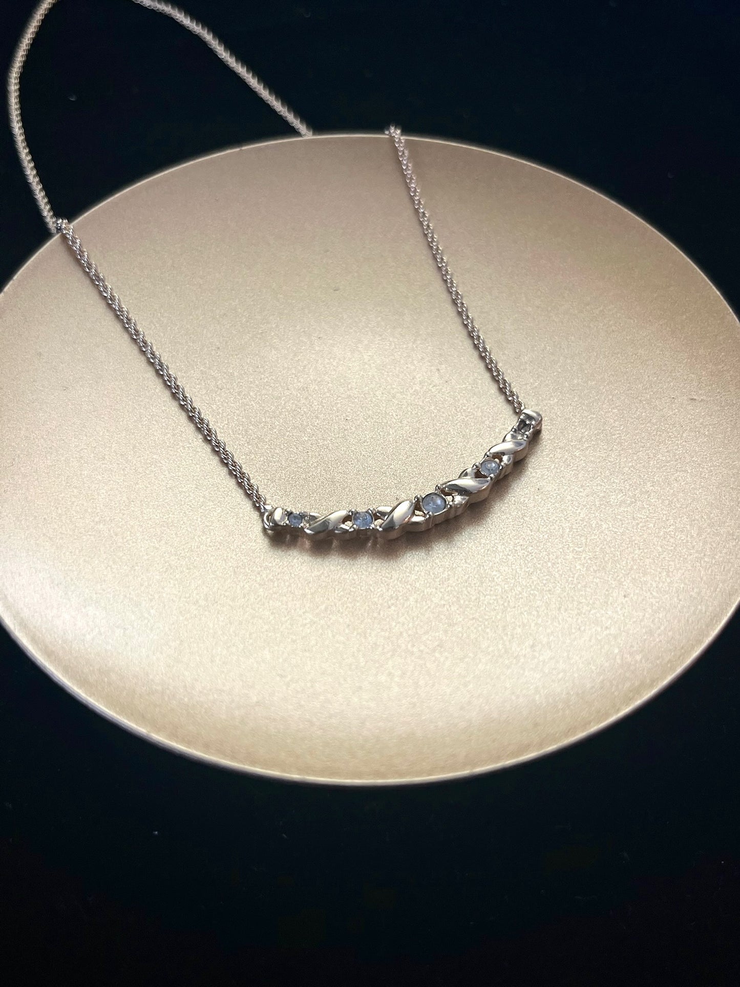 Vintage Dior Smiling Chain Crystal Necklace (Gold Tone)