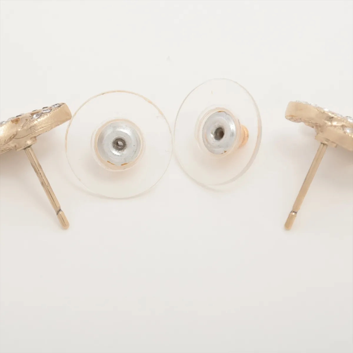 Chanel 2010s Gold Mini Crystal CC Earrings