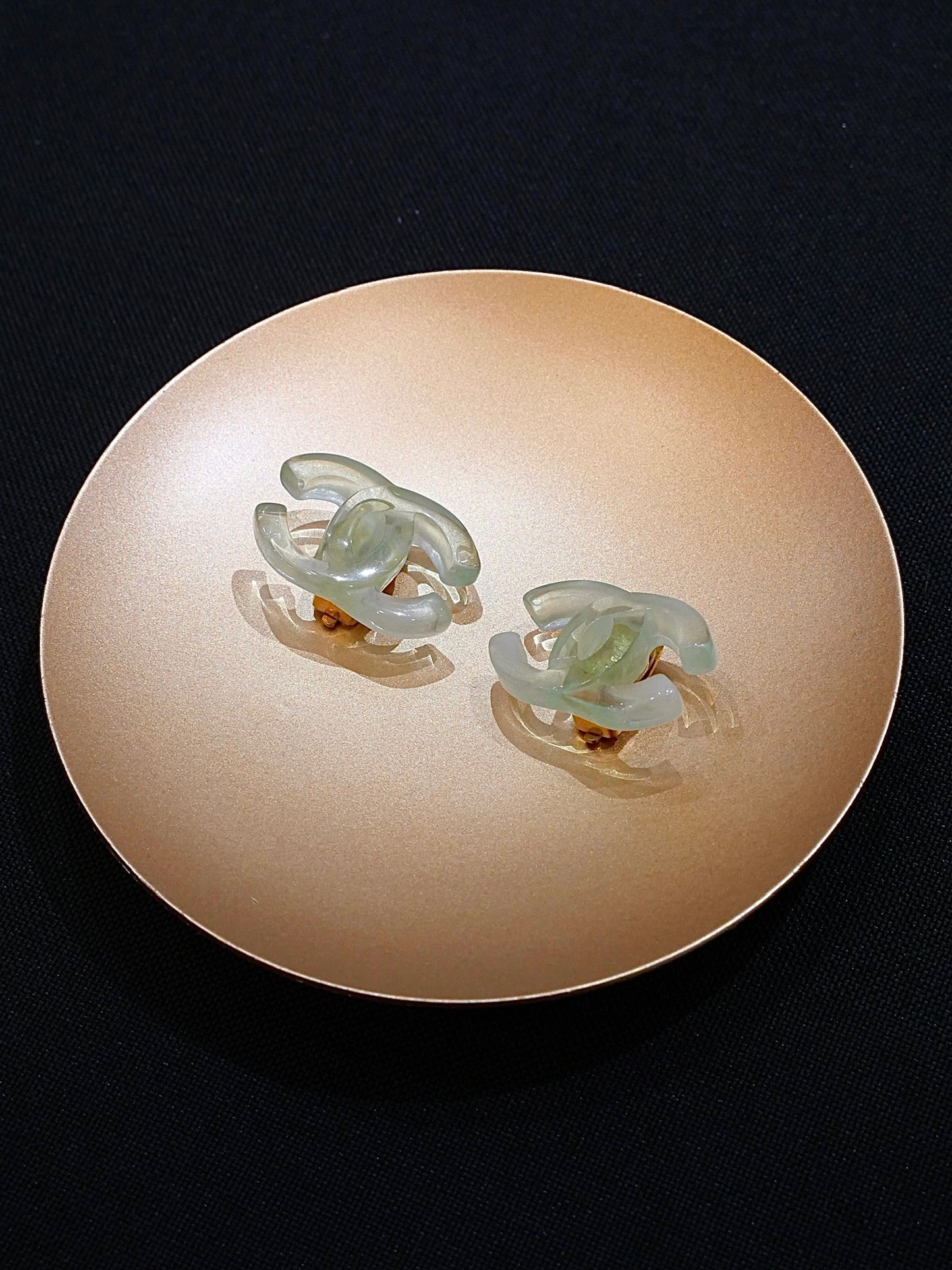 Chanel 2001 Mint Green Translucent CC Clip-On Earrings