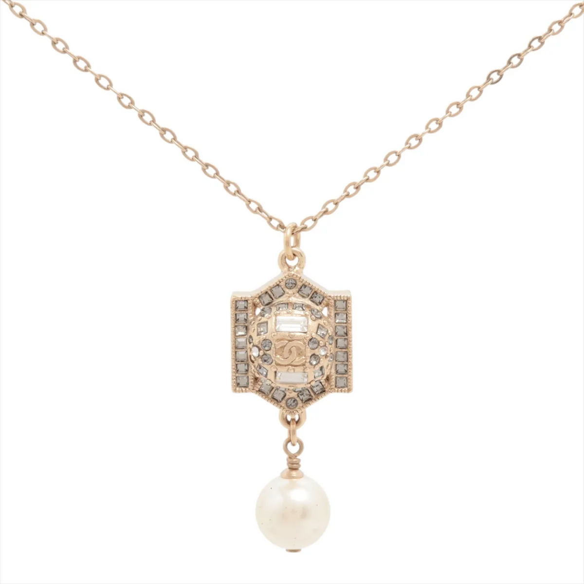 Chanel Gilded Pearl Drop Pendant Necklace