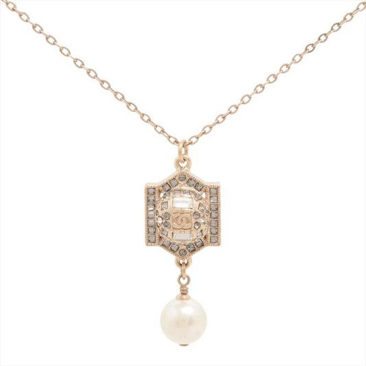 Chanel Gilded Pearl Drop Pendant Necklace