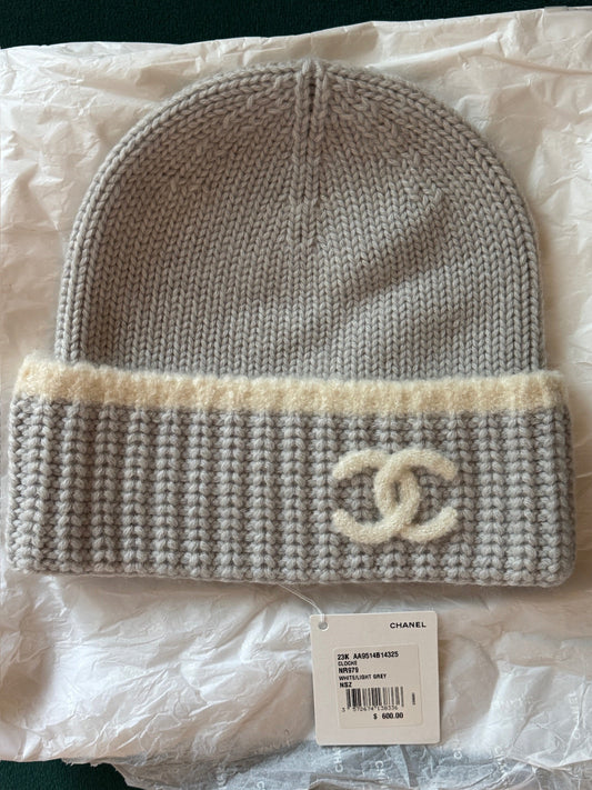 NWT 23K Chanel Grey Winter Beanie