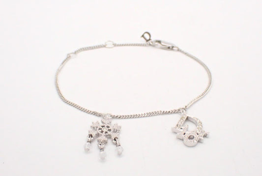 Dior 2000s Vintage Snowflake Charm Silver Bracelet