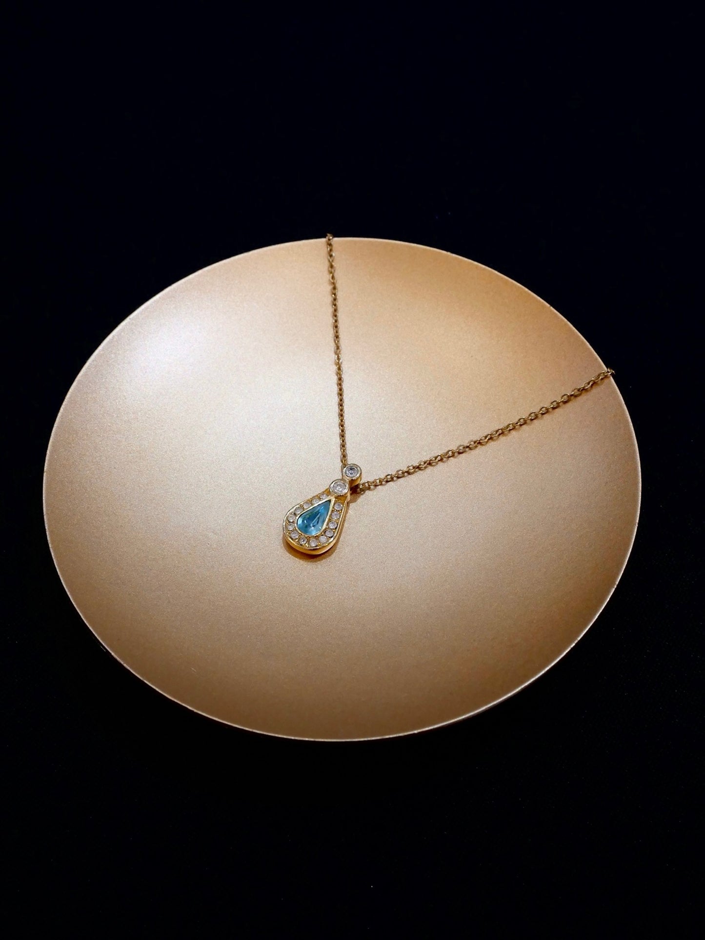 Dior Vintage Blue Teardrop Crystal Pendant Necklace
