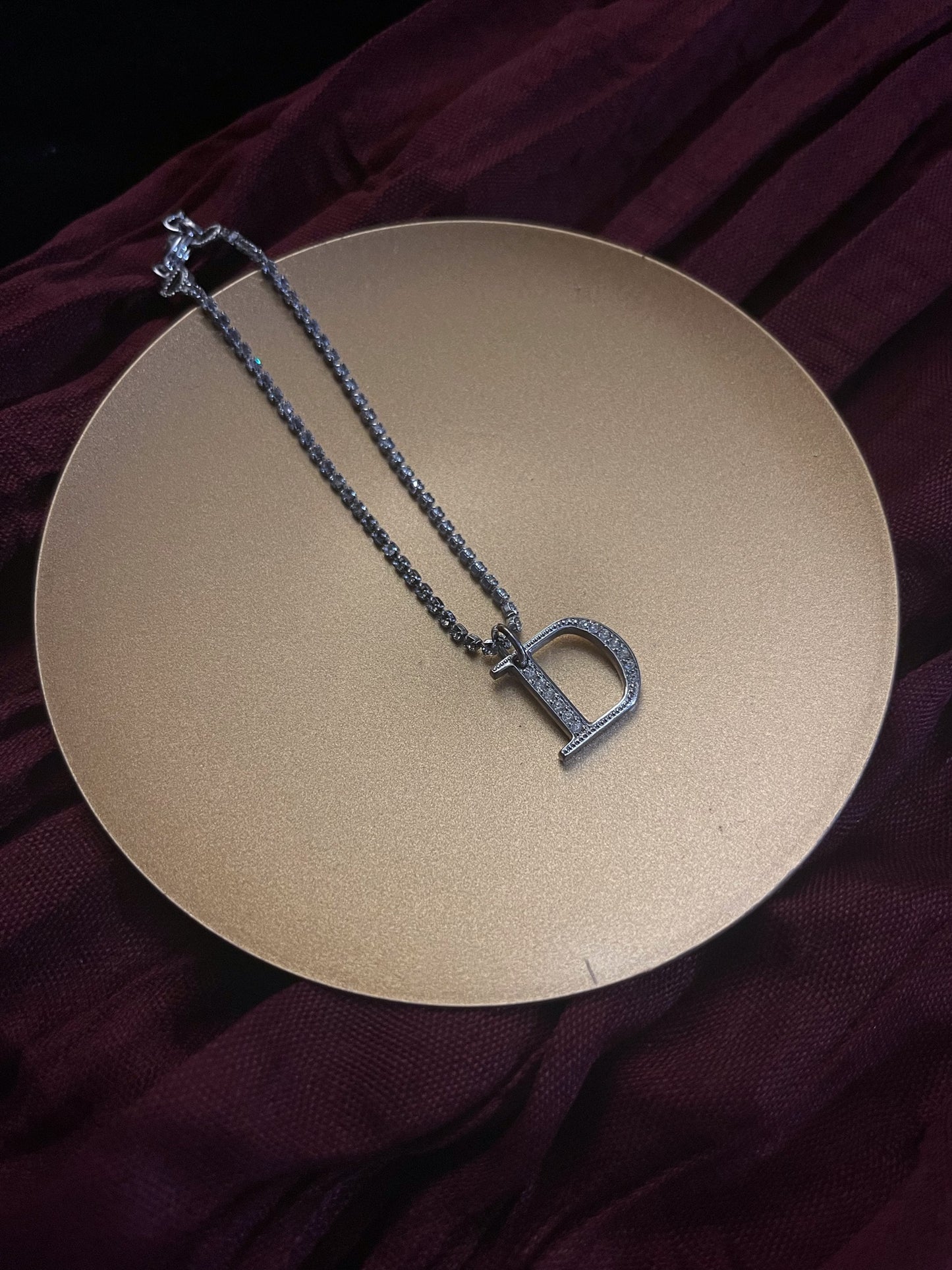 Vintage Dior Silver-Tone Pavé “D” Logo Bracelet