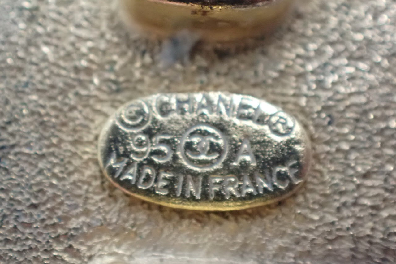 Chanel 1995 Black Enamel Plated Gold CC Clip-on Earrings