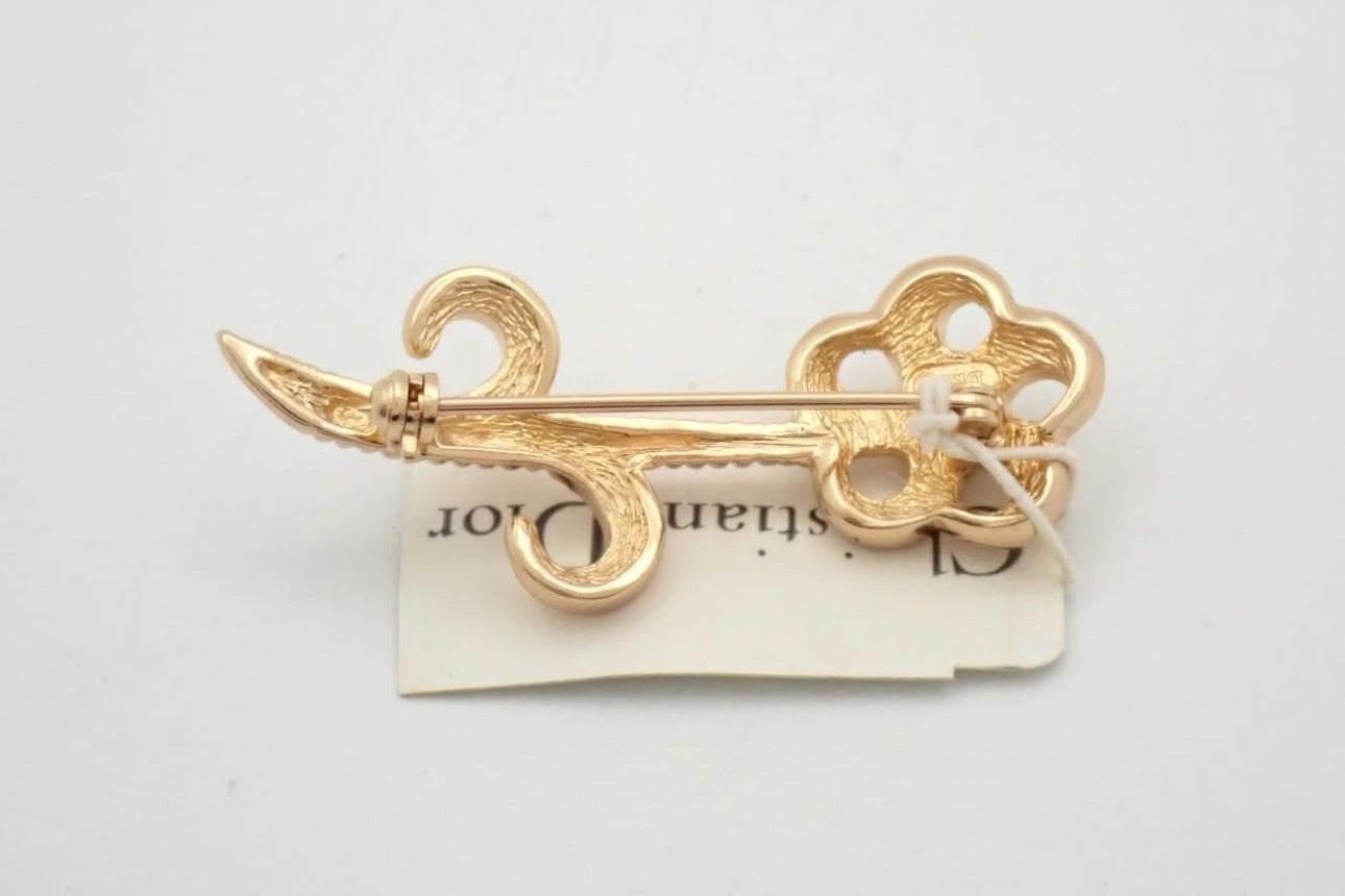 Christian Dior Crystal Floral Vine Brooch