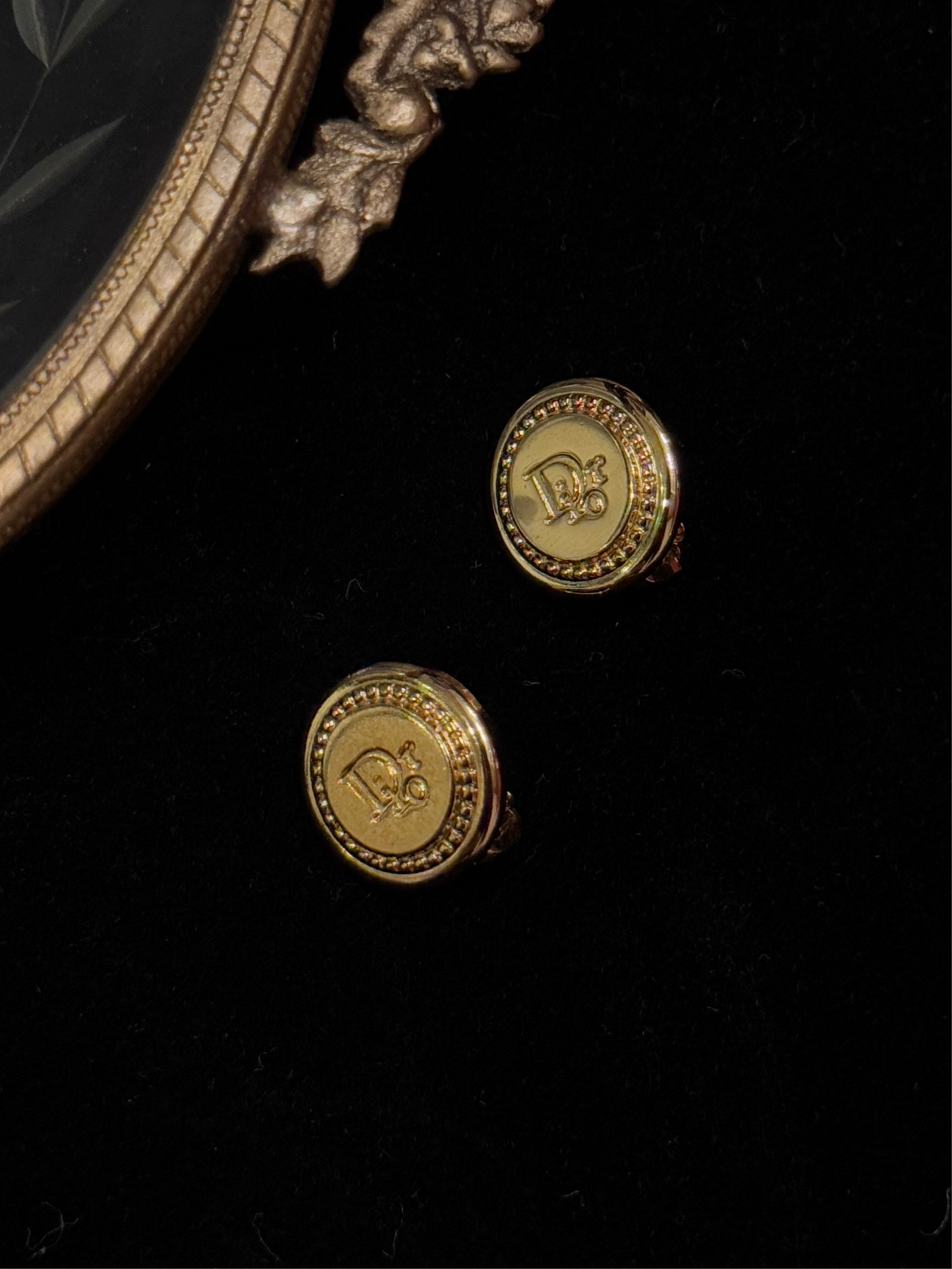 Dior 1980S Gold D Logo Ear Clips