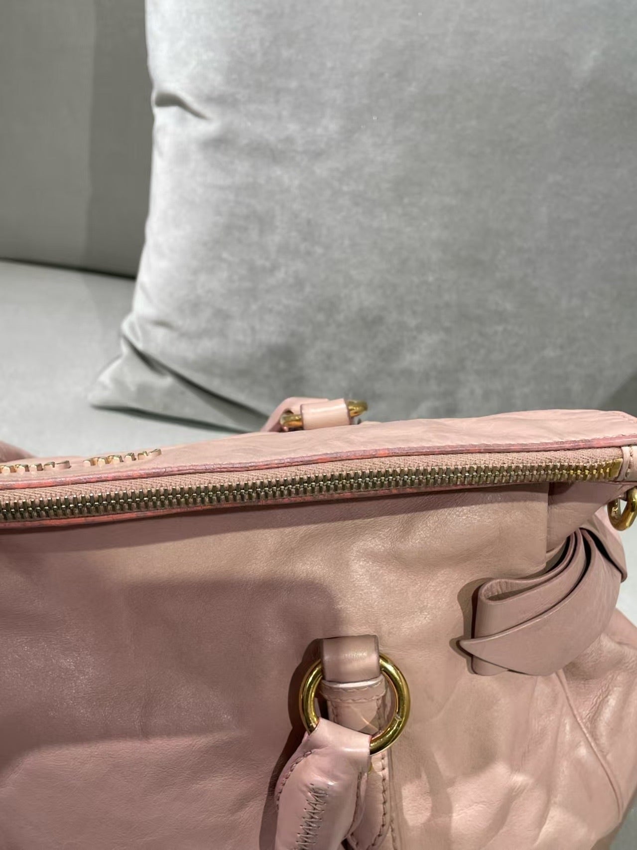 Miu Miu Vitello Lux Bow Satchel – Pink