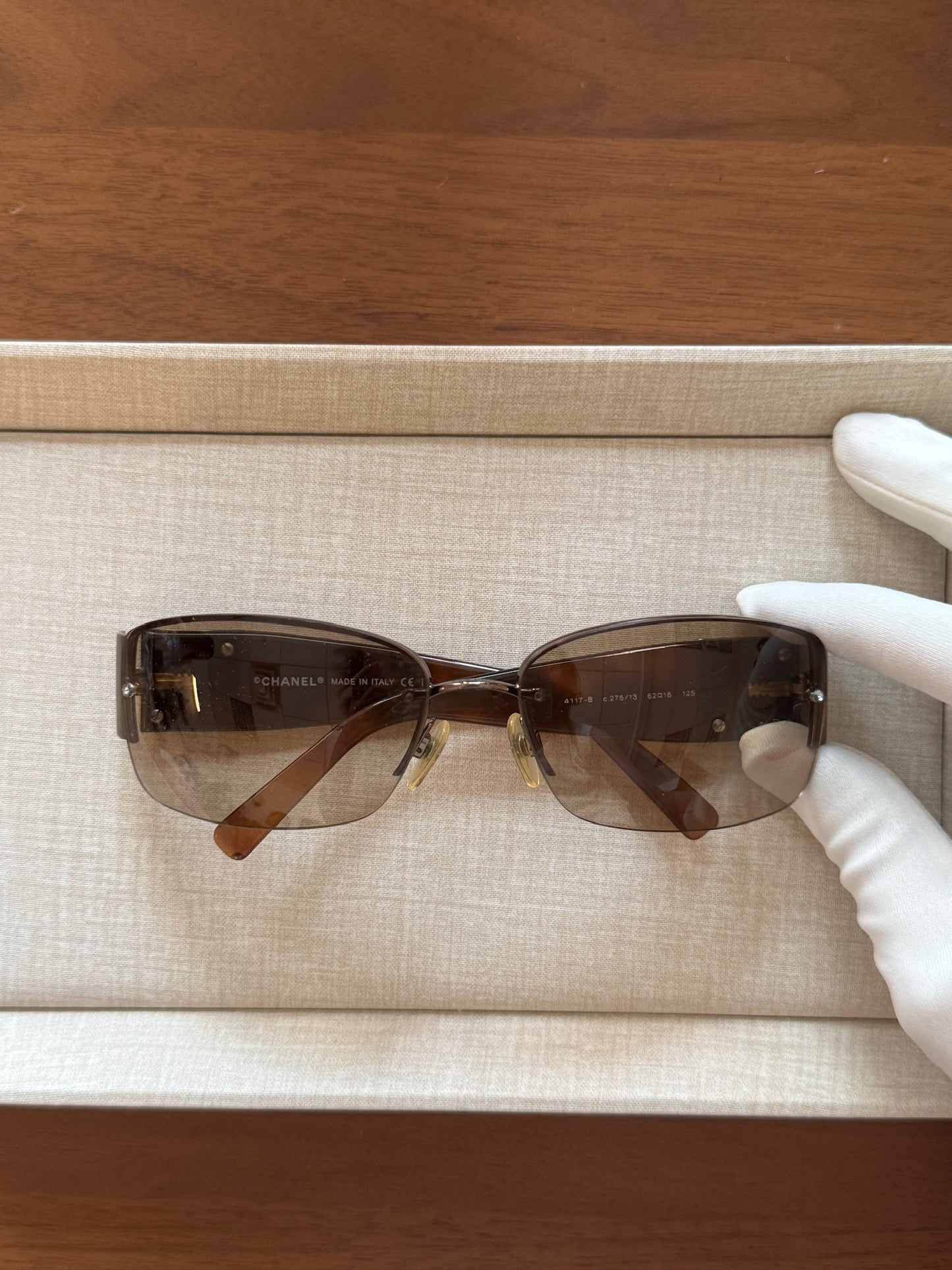 Chanel Crystal CC Shield Brown Sunglasses