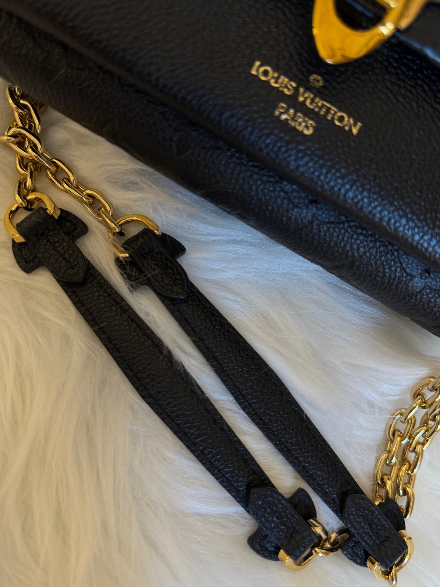 Louis Vuitton Lockme II BB Black Monogram Empreinte Leather Chain Bag