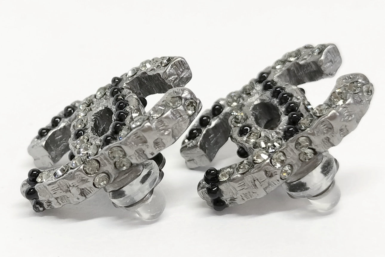 Chanel 2010A Crystal CC Clip-On Earrings