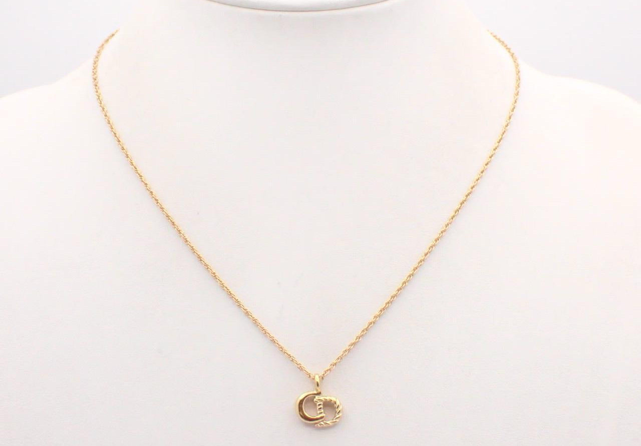 Vintage Dior Gold CD Logo Pendant Necklace