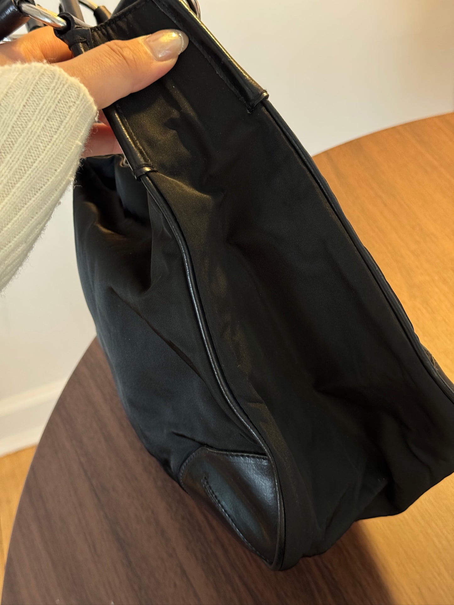Prada Vintage Black Nylon Shoulder Bag (Classic Hobo)