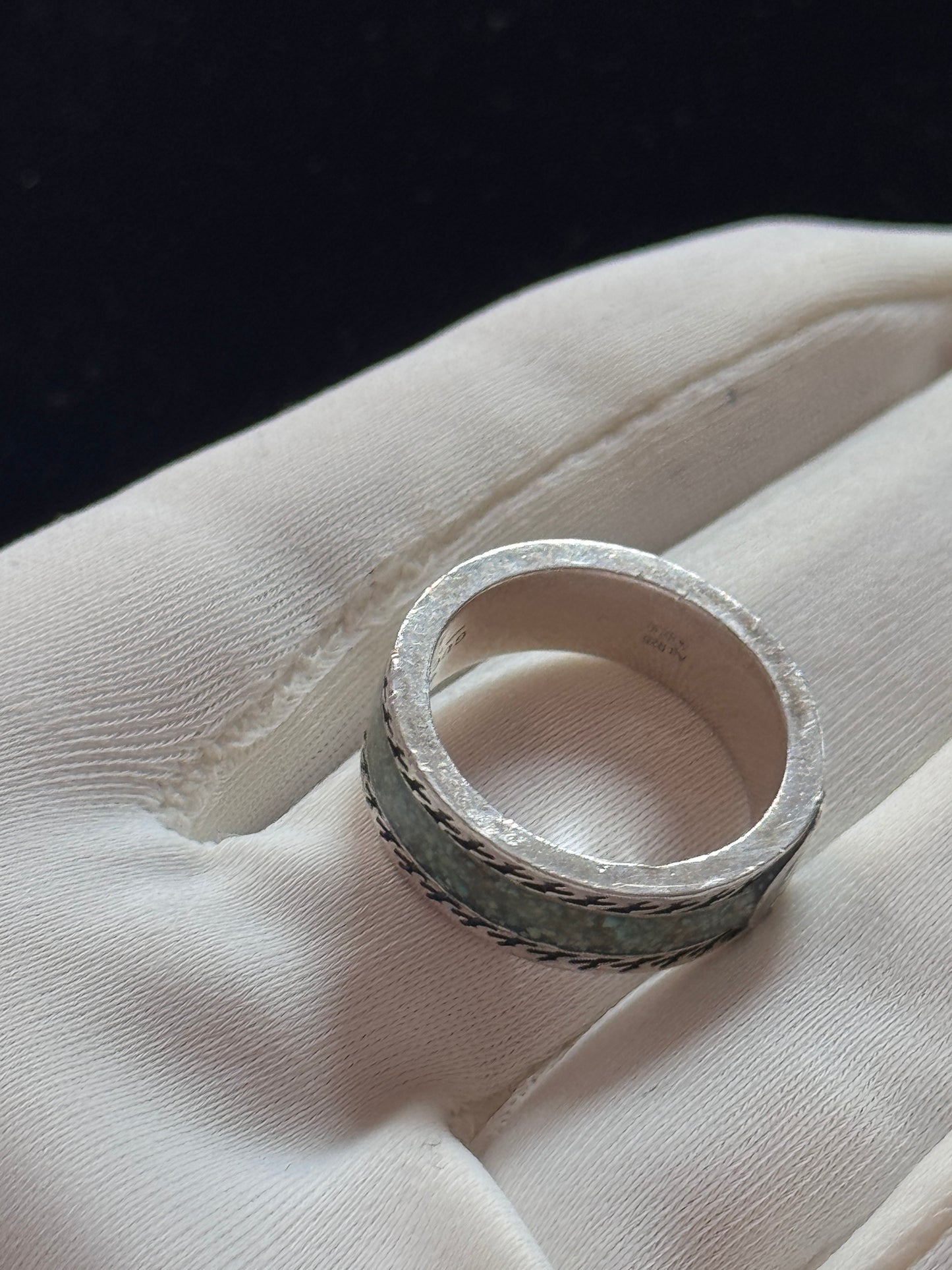 Gucci 2010s "Silver Swarm" Interlocking GG Bee-Engraved Sterling Silver Band Ring