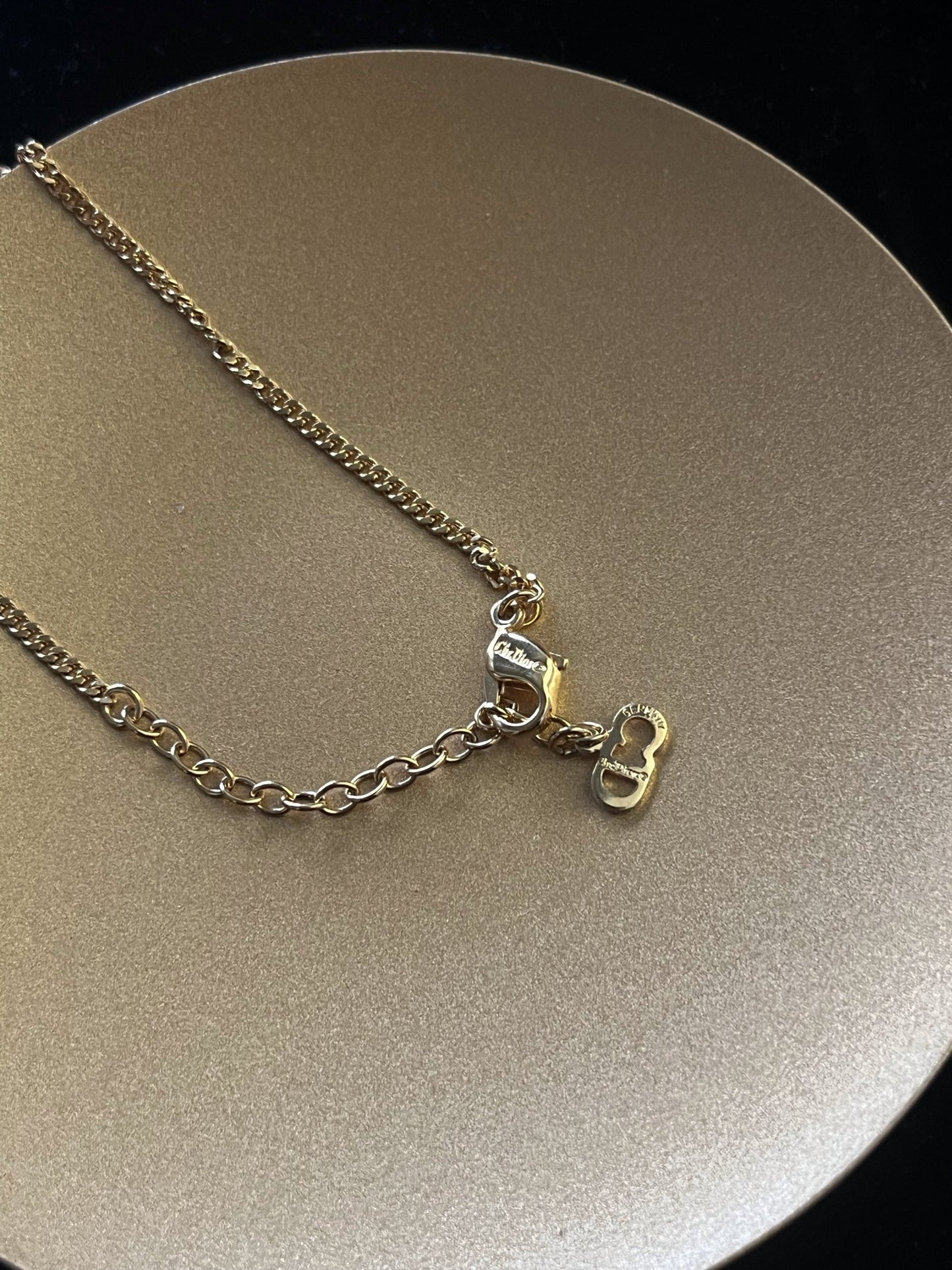 Vintage Dior Crystal Oval Pendant Necklace