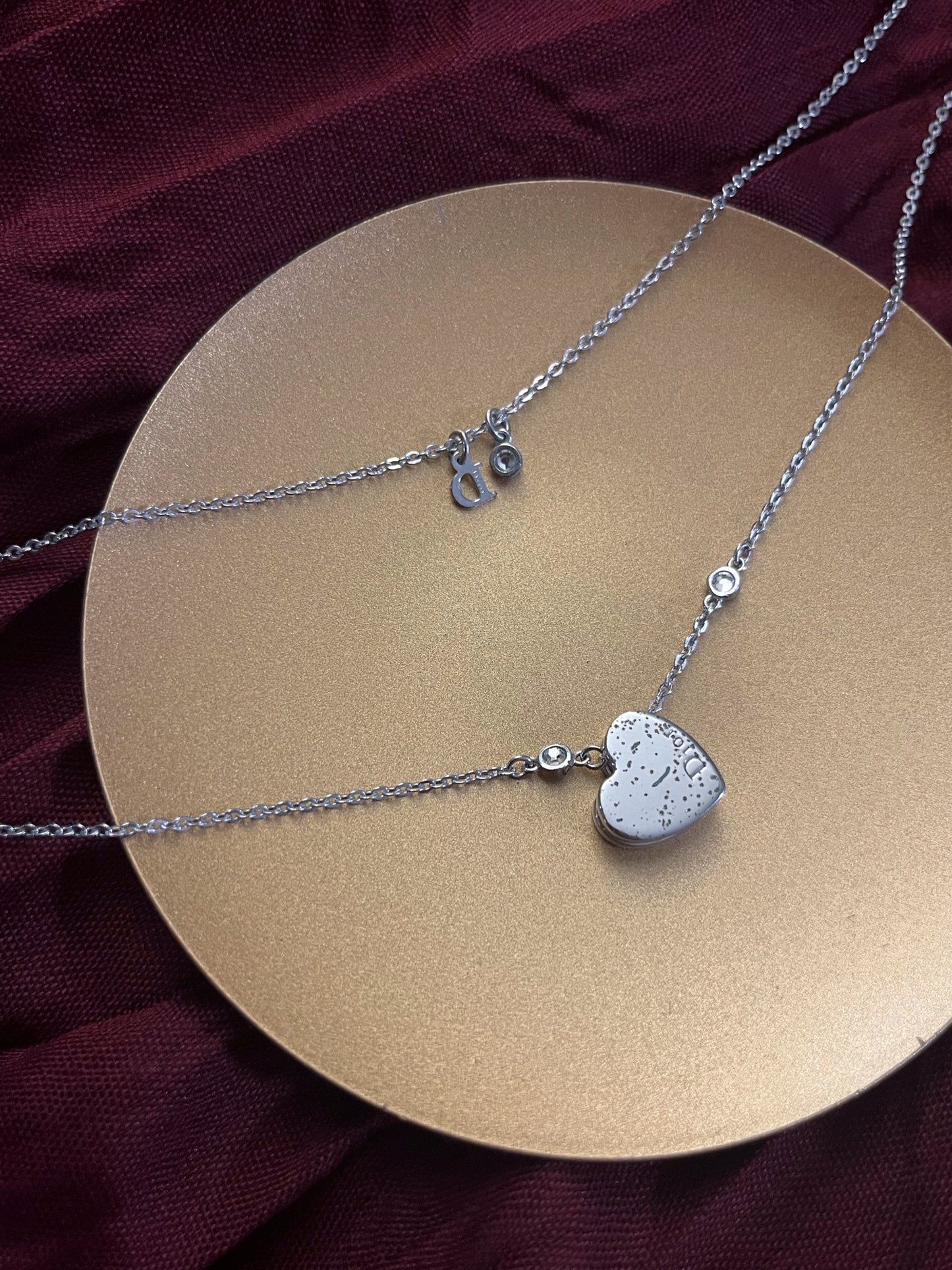 Vintage Dior Double-Layer Open Heart Necklace