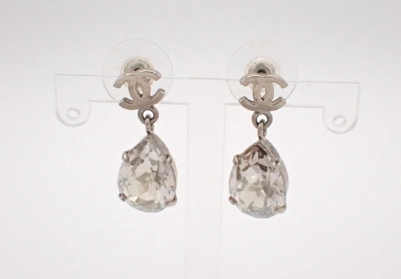 Chanel 2003 Vintage CC Crystal Drop Earrings