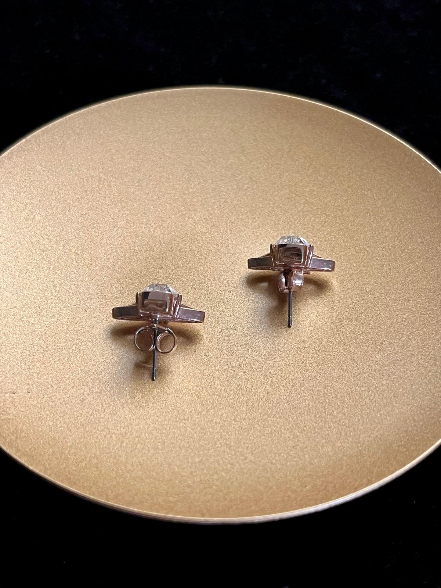 Vintage Vivienne Westwood Crystal Heart Orb Stud Earrings – Rose Gold Tone