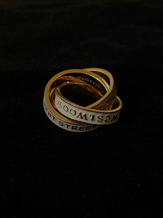 Vivienne Westwood 2010s "Rolled Rebellion" Two-Tone Logo Wrap Ring