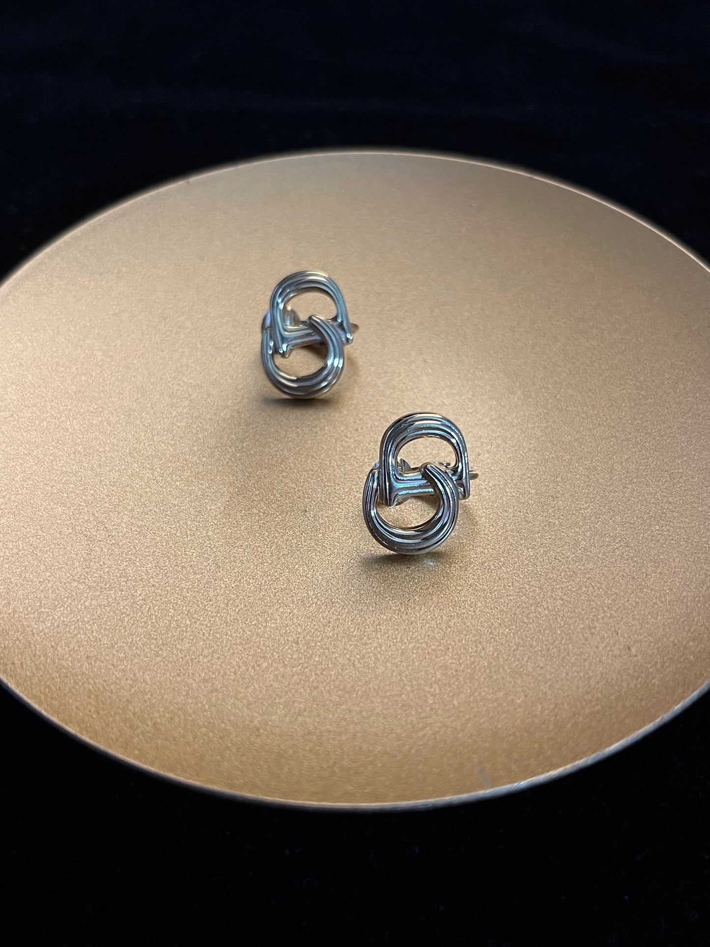 Vintage 80s Dior Interlocking CD Gold Clip-On Earrings