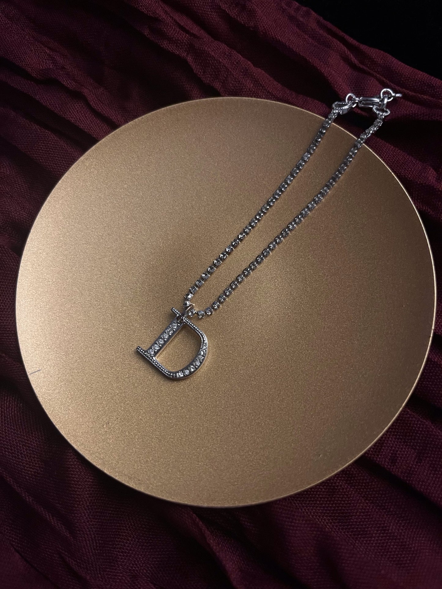 Vintage Dior Silver-Tone Pavé “D” Logo Bracelet