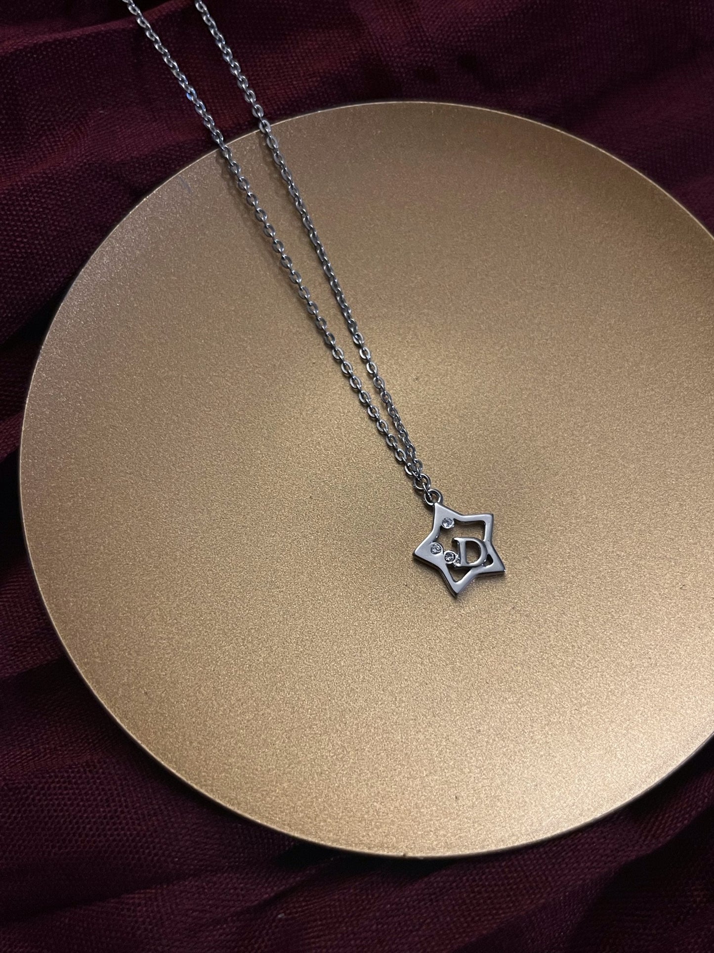 Vintage Dior Silver Openwork Star “D” Necklace