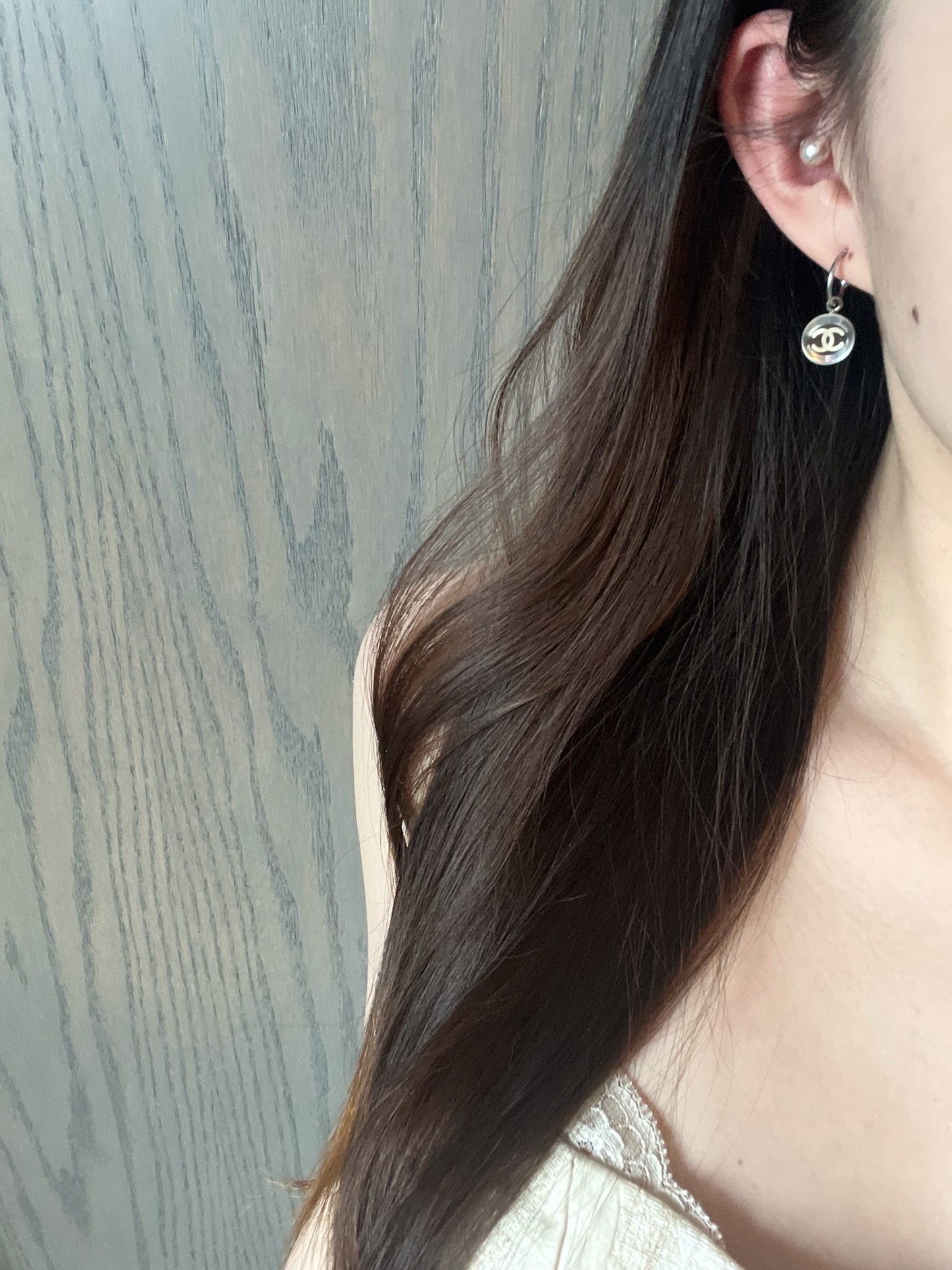 Chanel 2003 CC Disc Drop Earrings – Silver Tone