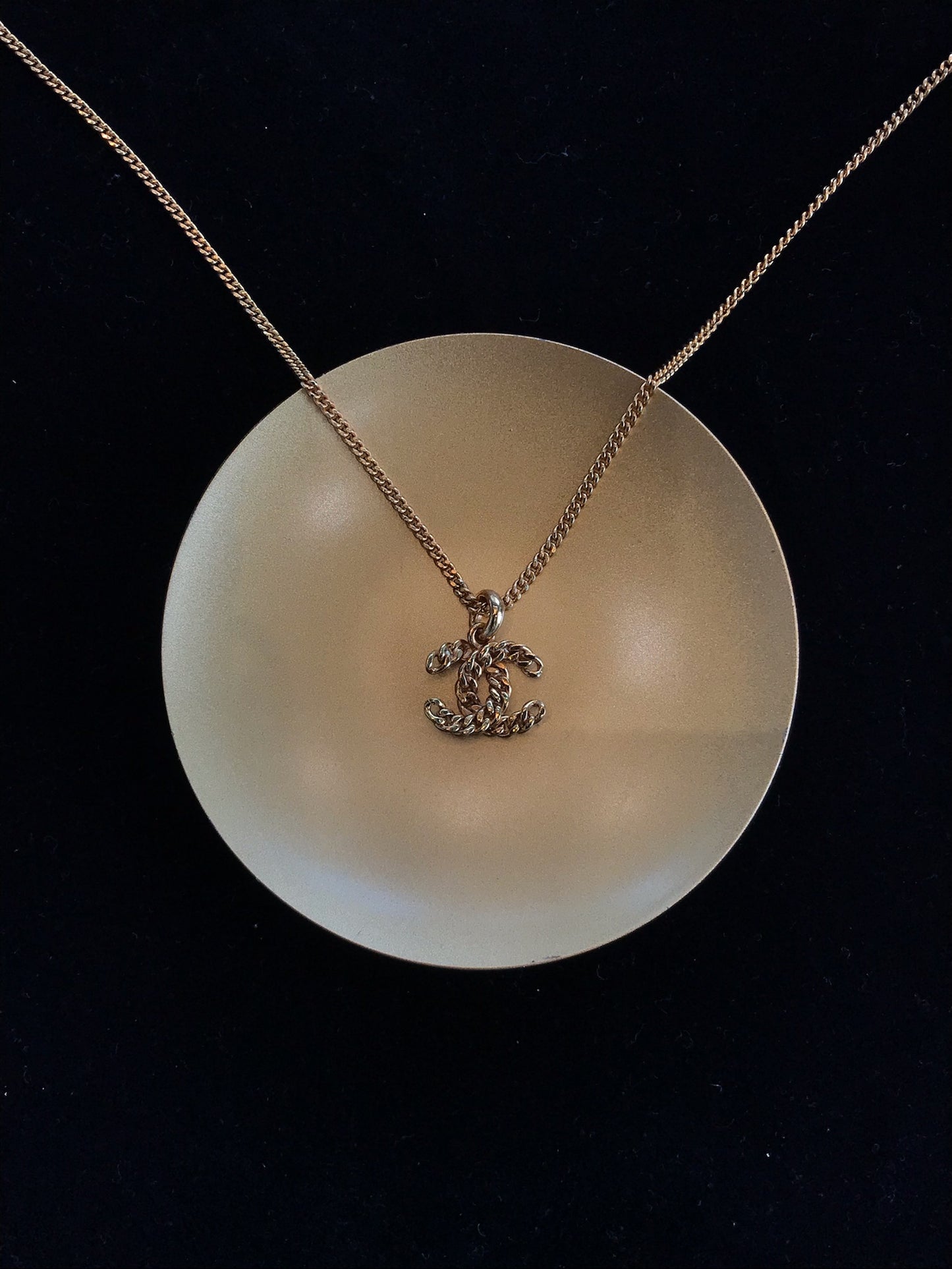 Chanel Vintage Pearl CC Pendant Necklace (plated gold)