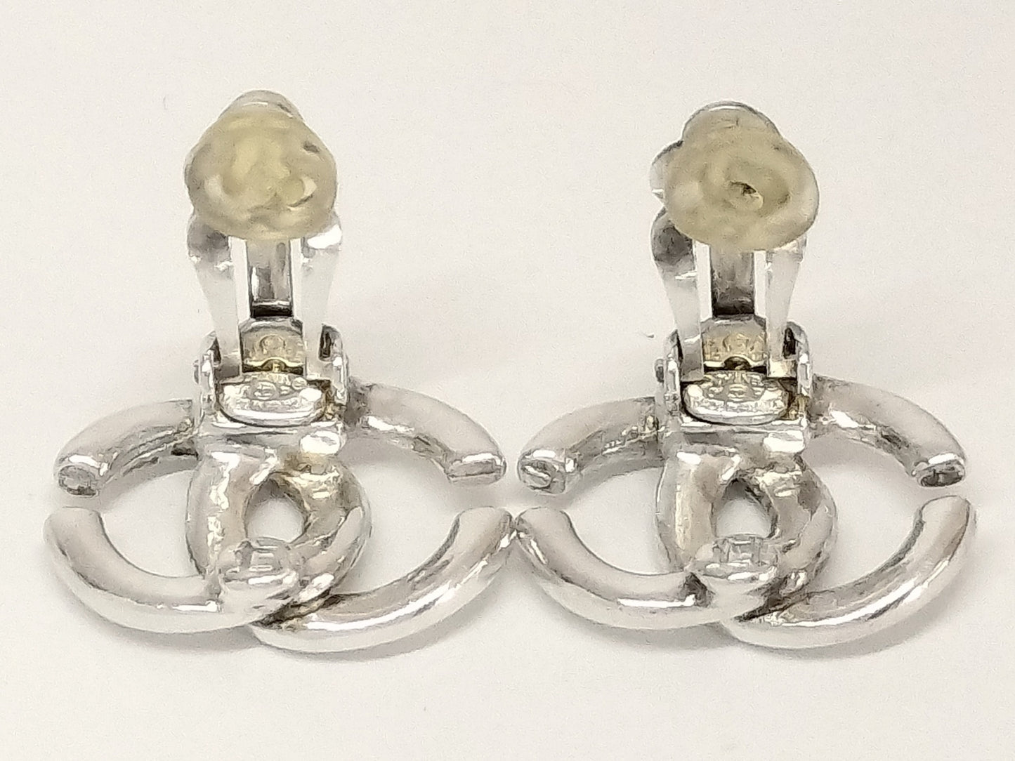 Chanel 2001 Silver-Plated Double C Clip-On Earrings