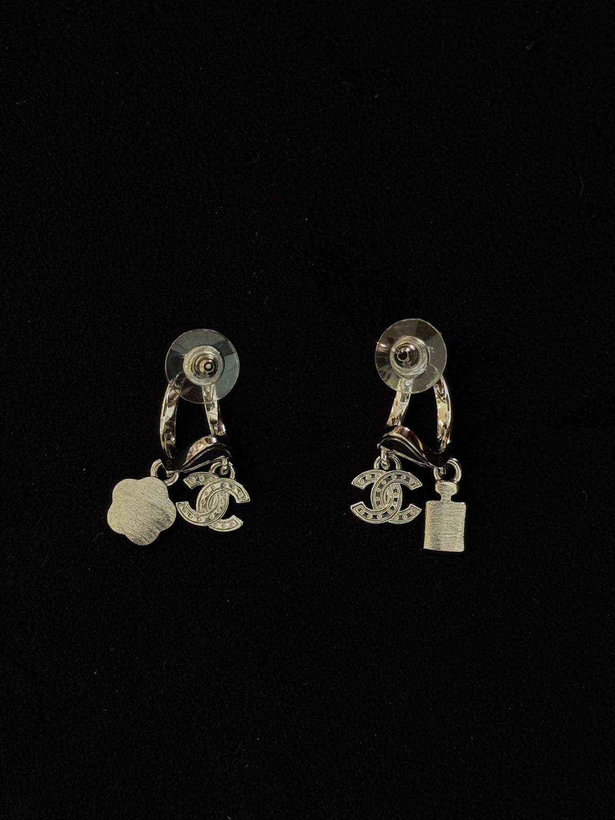 Chanel Crystal CC Charm Hoop Earrings