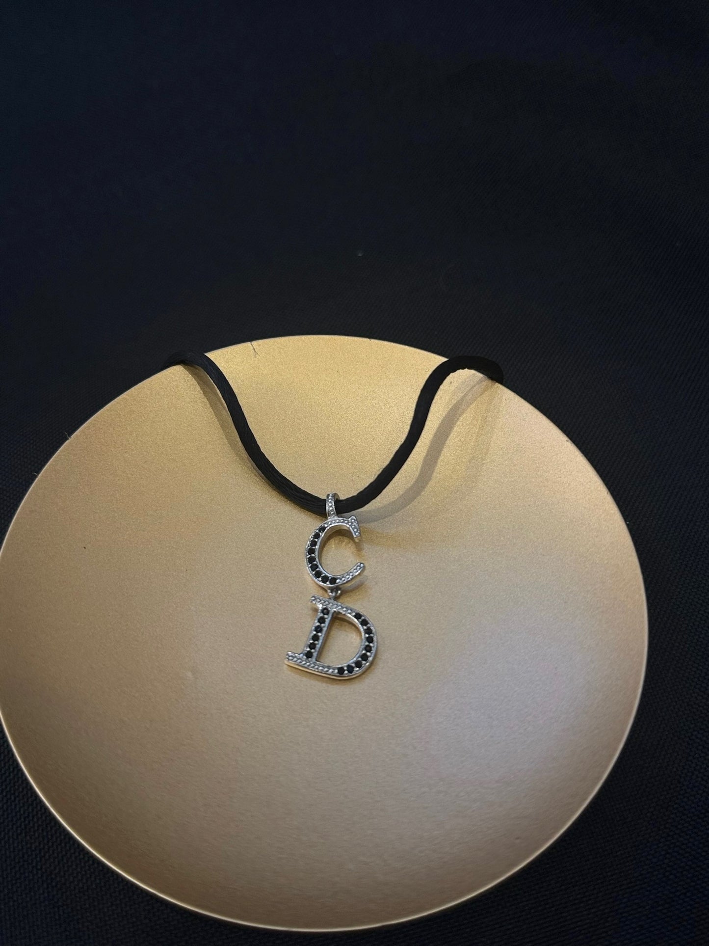 Vintage Dior Black Crystal CD Choker Necklace