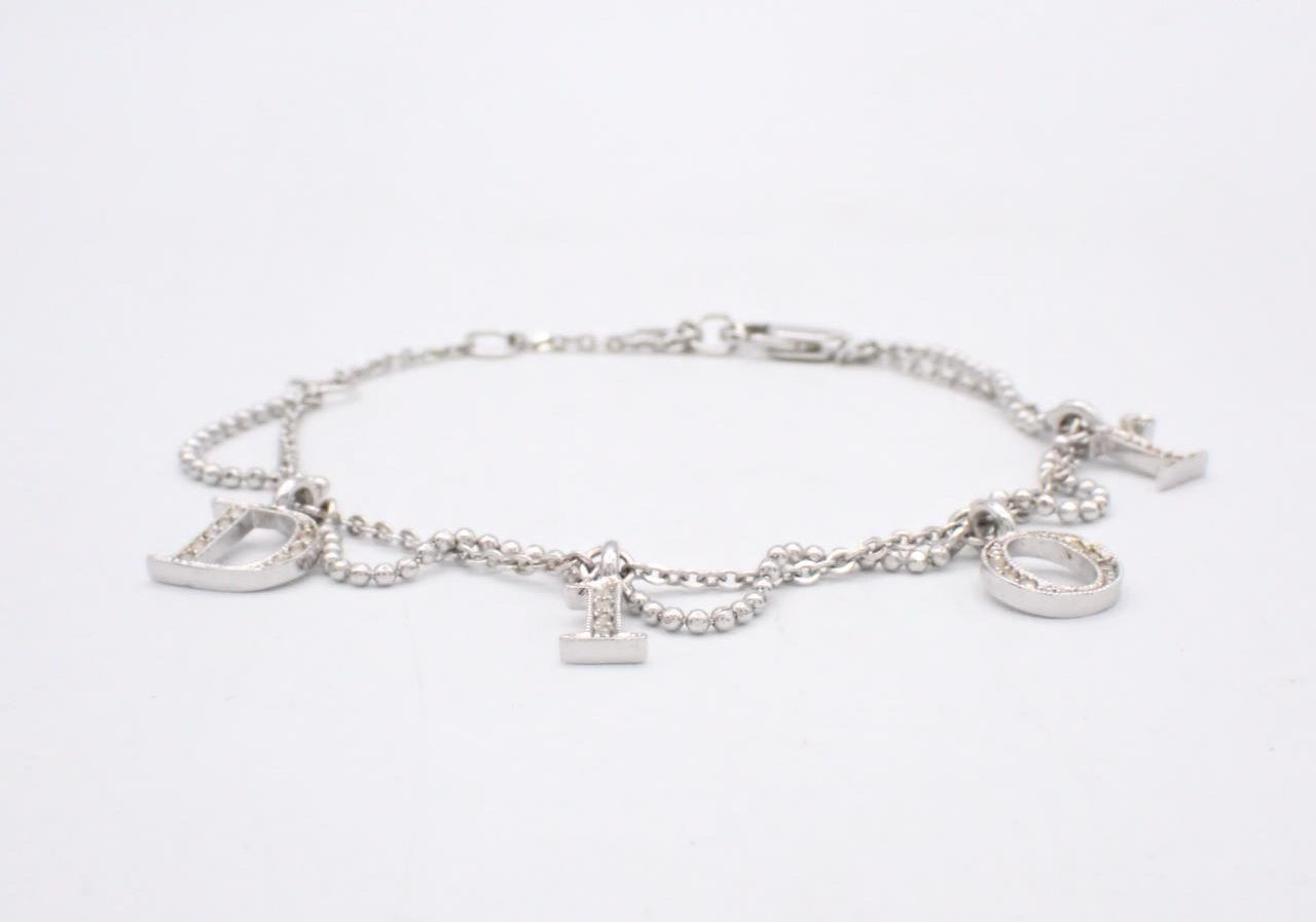Christian Dior Crystal Logo Charm Bracelet