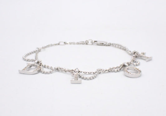 Christian Dior Crystal Logo Charm Bracelet