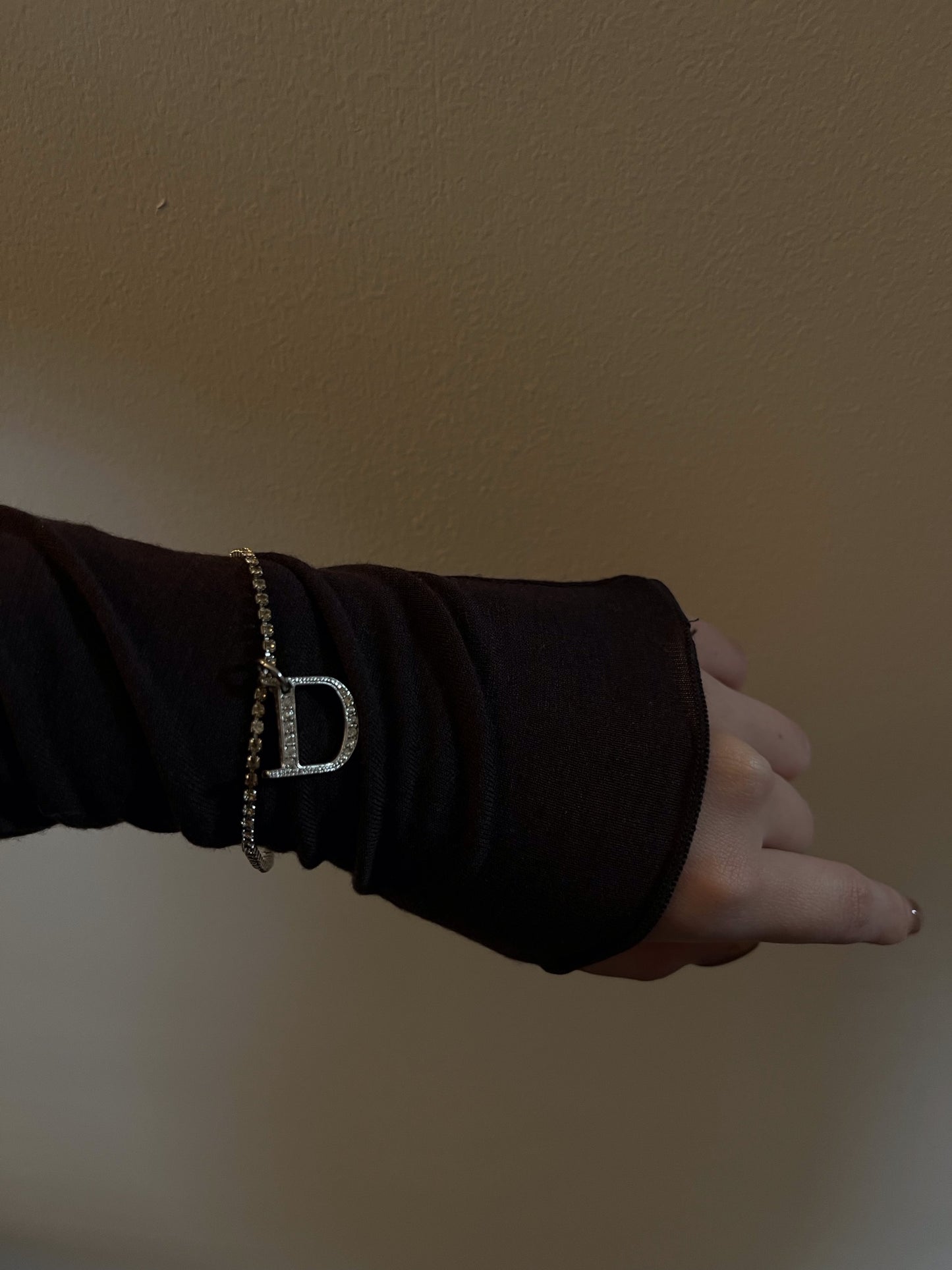 Vintage Dior Silver-Tone Pavé “D” Logo Bracelet