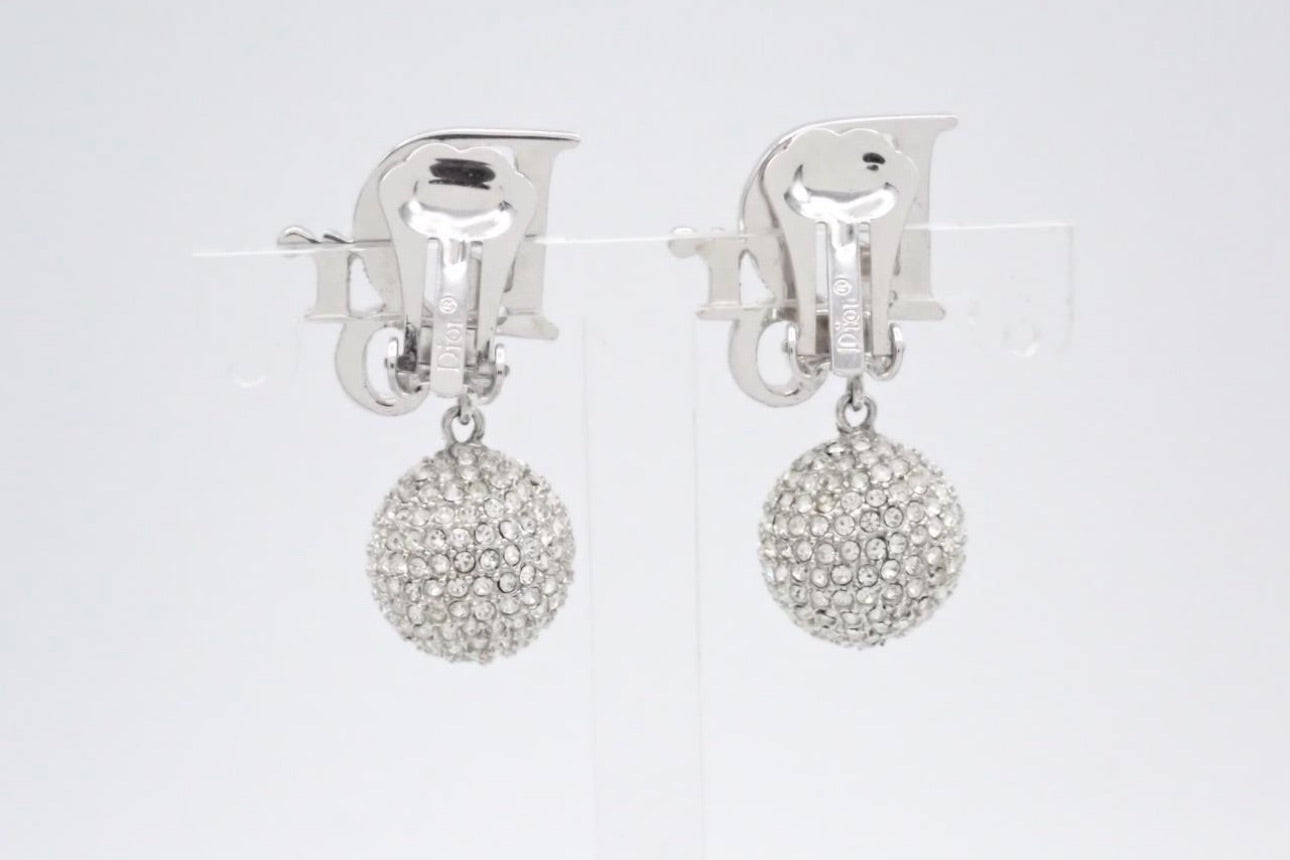 Dior Crystal Logo & Pavé Orb Drop Earrings