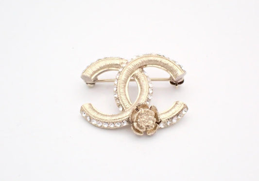 Chanel 2012 Crystal Double CC Camellia Brooch