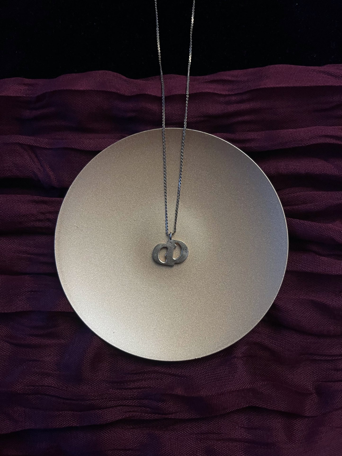 Vintage Dior Gold CD Logo Pendant Necklace