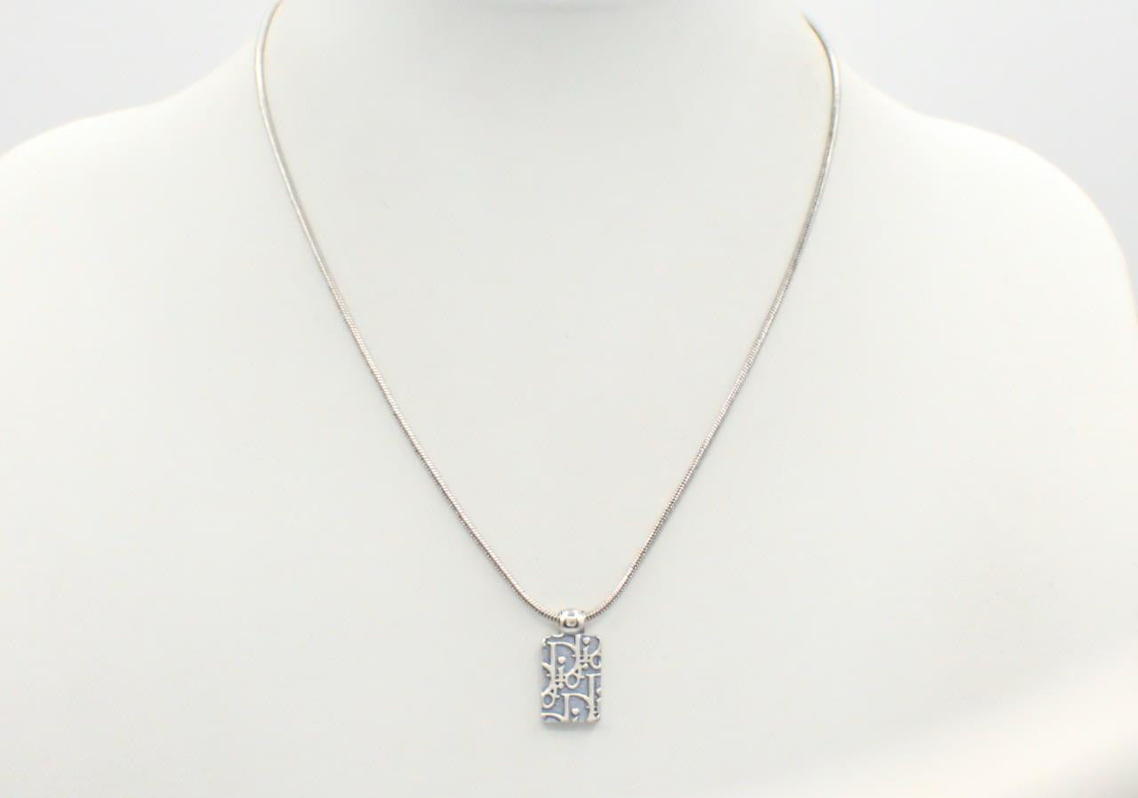 Dior Rasfarari Collection Blue Logo Pendant Necklace