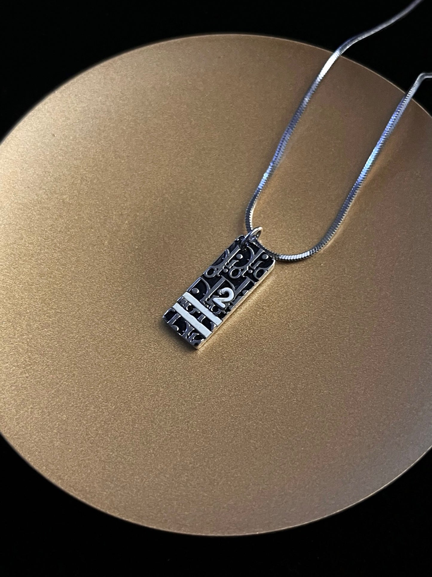 Dior Vintage Black Long “No.2” Sports Tag Necklace