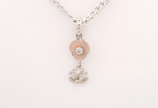 Chanel 2004 Crystal CC Charm Necklace – Silver Tone