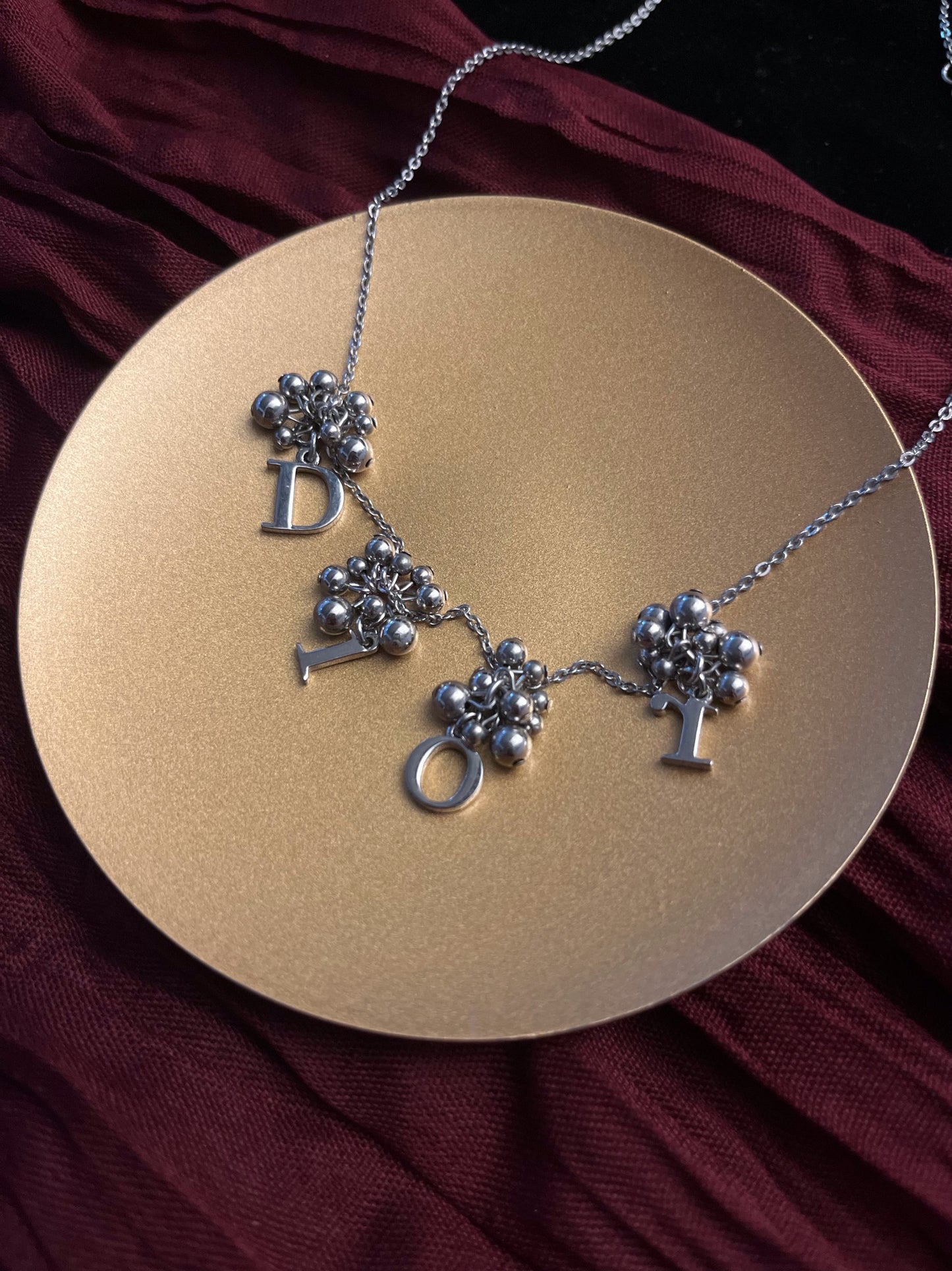 Vintage Dior Silver “DIOR” Charm Necklace